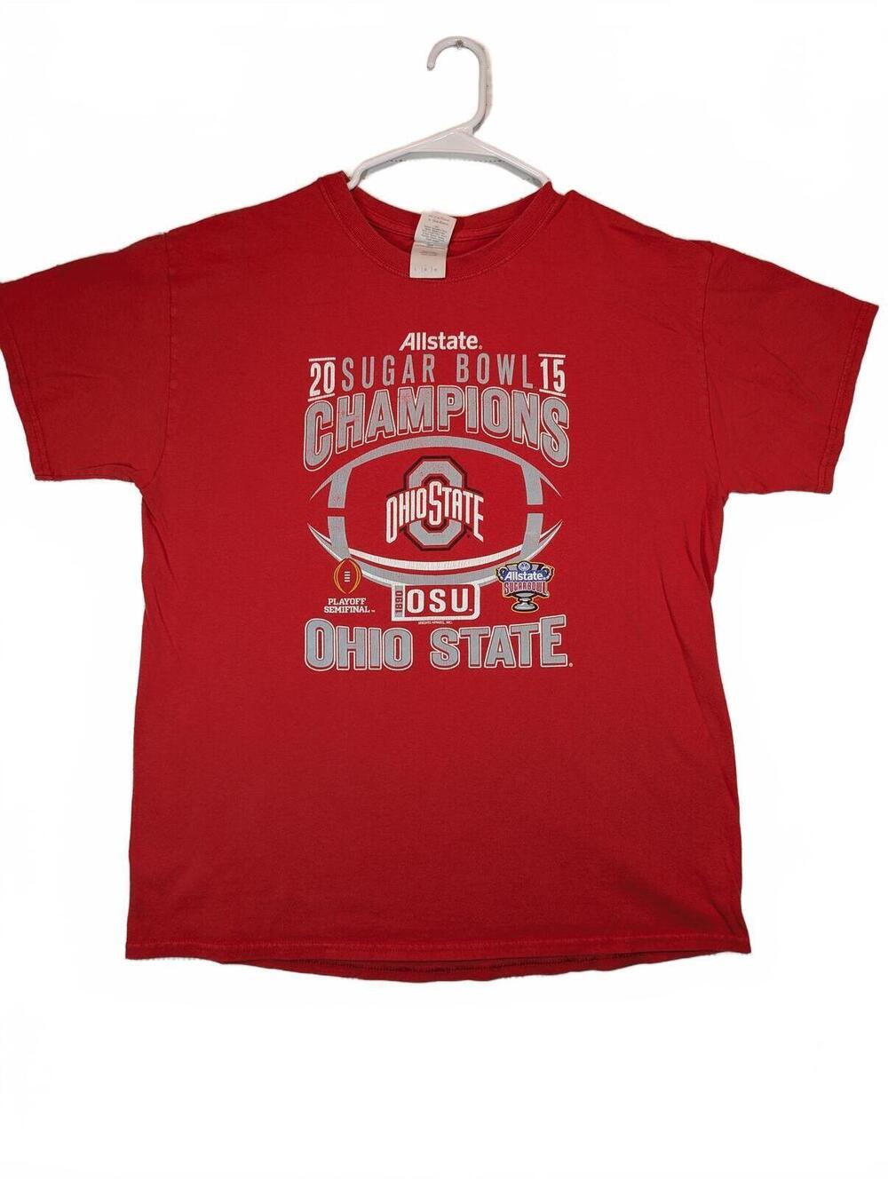 Gildan Heavy Cotton Ohio State Sugar Bowl Champions T-Shirt Red OSU Mens Large